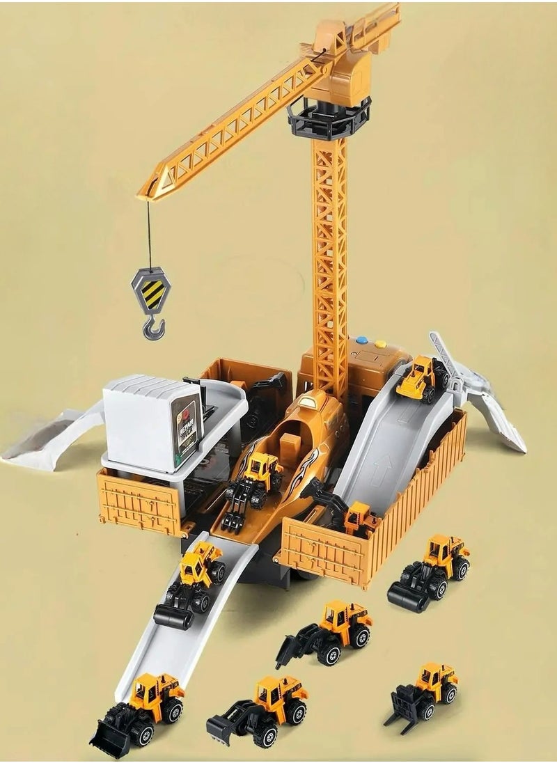 Generic Ejection Engineering Vehicle,Container Truck,12 PCS Alloy Cars,Crane,Gifts For Children 3+Years  - Image 5