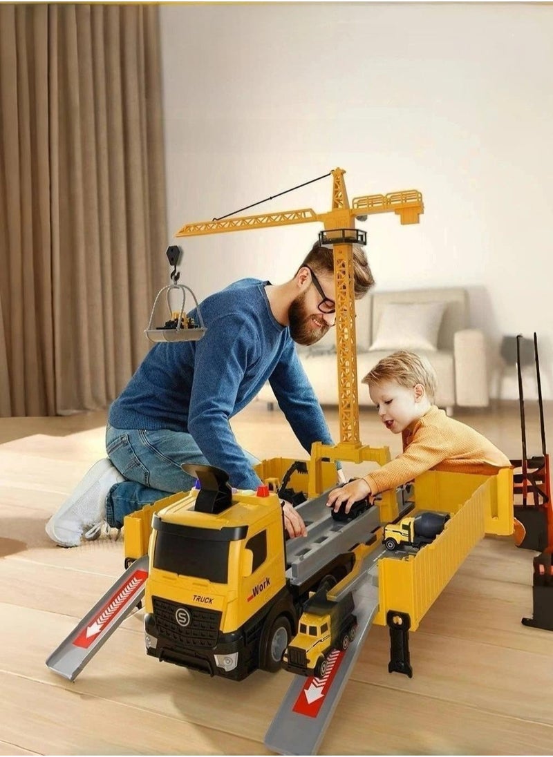 Generic Ejection Engineering Vehicle,Container Truck,12 PCS Alloy Cars,Crane,Gifts For Children 3+Years  - Image 3
