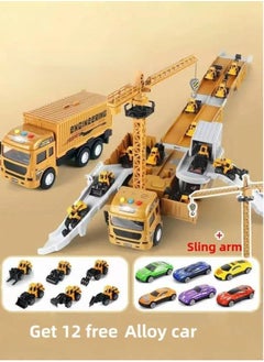 Generic Ejection Engineering Vehicle,Container Truck,12 PCS Alloy Cars,Crane,Gifts For Children 3+Years  - Image 2