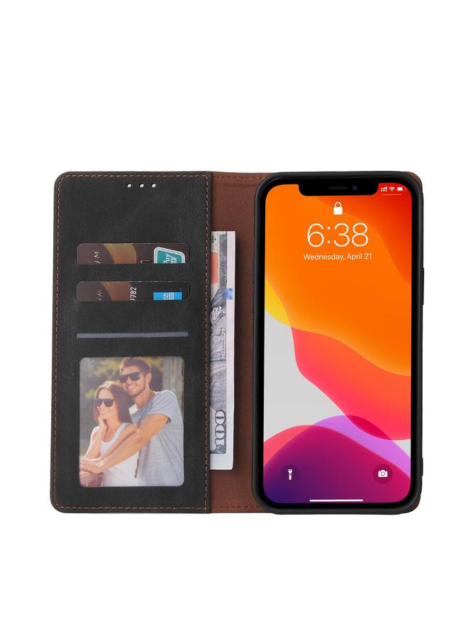 Zaboon Case For iPhone 12 Pro Max Simple Suction Closure Horizontal Flip Leather Case with Holder & Card Slot & Wallet - Image 4