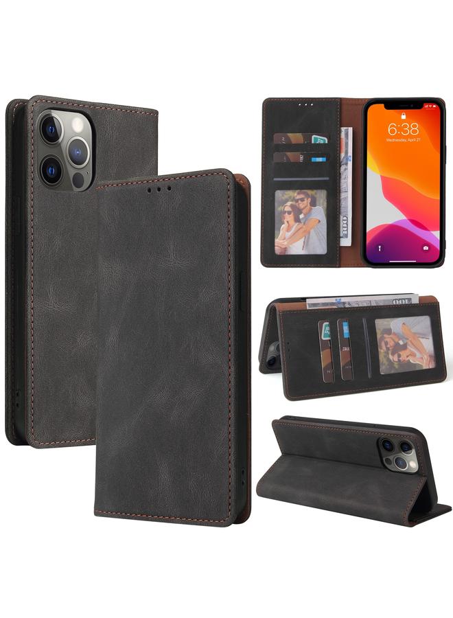 Zaboon Case For iPhone 12 Pro Max Simple Suction Closure Horizontal Flip Leather Case with Holder & Card Slot & Wallet - Image 1