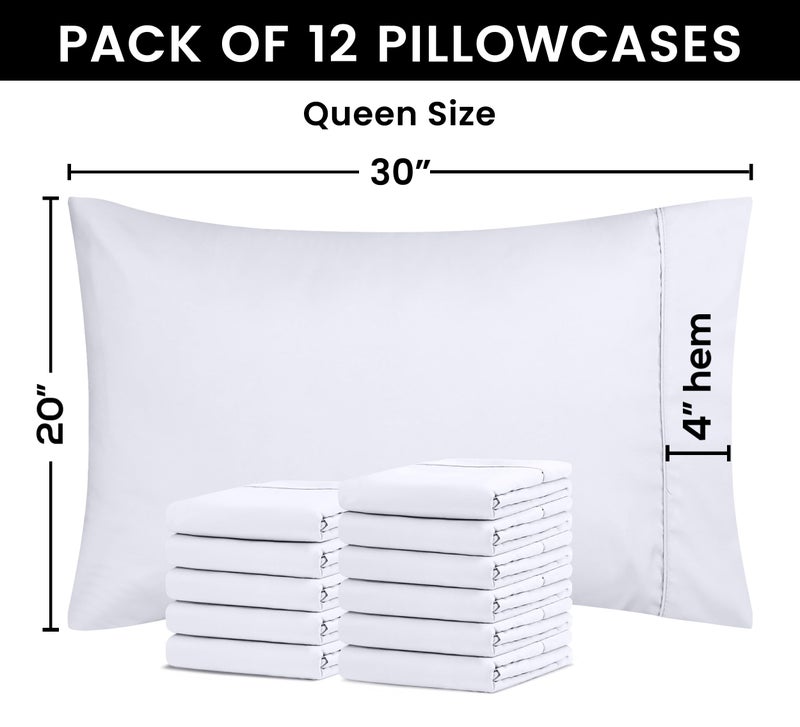 Utopia Bedding Queen Pillow Cases - 12 Pack - Envelope Closure - Soft Brushed Microfiber Fabric - Shrinkage and Fade Resistant Pillow Covers Queen Size 20 X 30 Inches (Queen, White) - Image 3