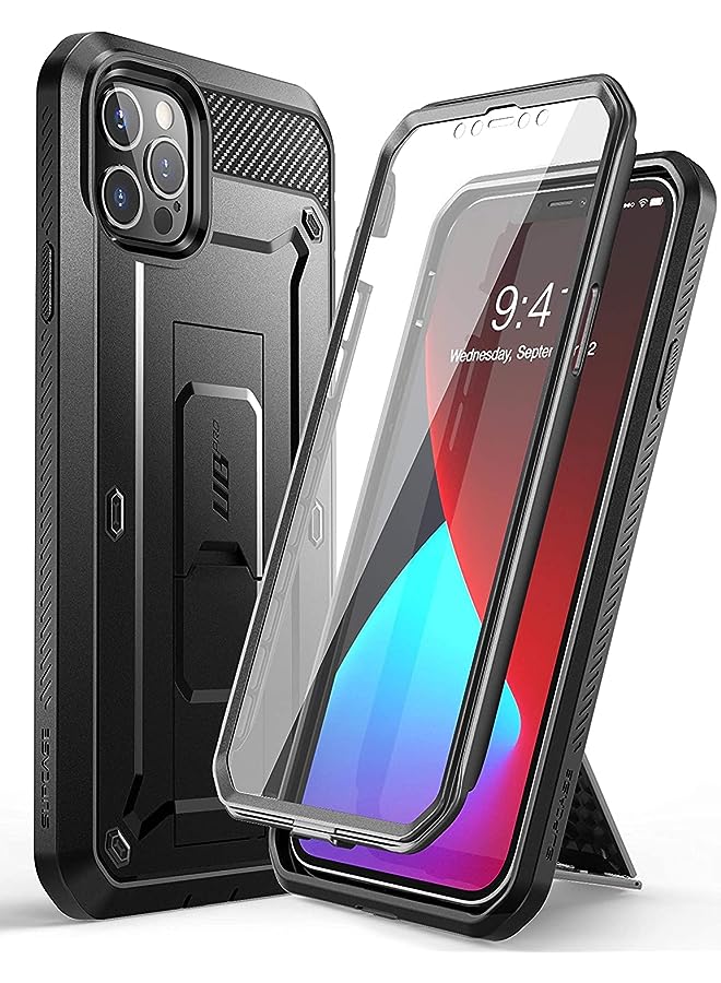 SupCase Unicorn Beetle Pro Series Case for iPhone 12 Pro Max (2020 Release) 6.7 Inch, Built-in Screen Protector Full-Body Rugged Holster Case(Black) - Image 1