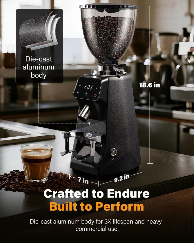 ibsun 64mm Burr Coffee Grinder for Espresso, Electric Coffee Grinder with 100 Grind Settings, 17.6oz Hopper, Anti-Static, Die-Cast Aluminum Housing - Image 3