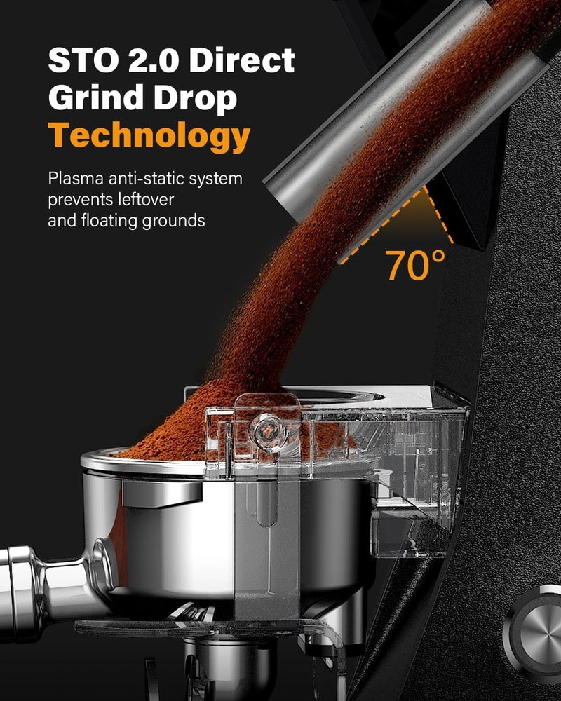 ibsun 64mm Burr Coffee Grinder for Espresso, Electric Coffee Grinder with 100 Grind Settings, 17.6oz Hopper, Anti-Static, Die-Cast Aluminum Housing - Image 5
