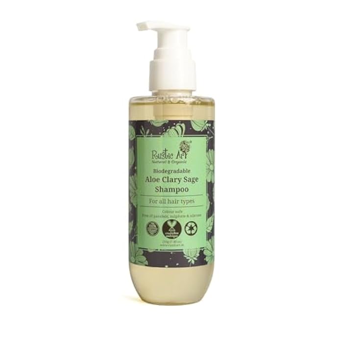 Rustic Art Aloe Clary Sage Shampoo | All Hair Types | Sulphate & Paraben Free | Biodegradable, Organic | For Women & Men | (210 g) - Image 1