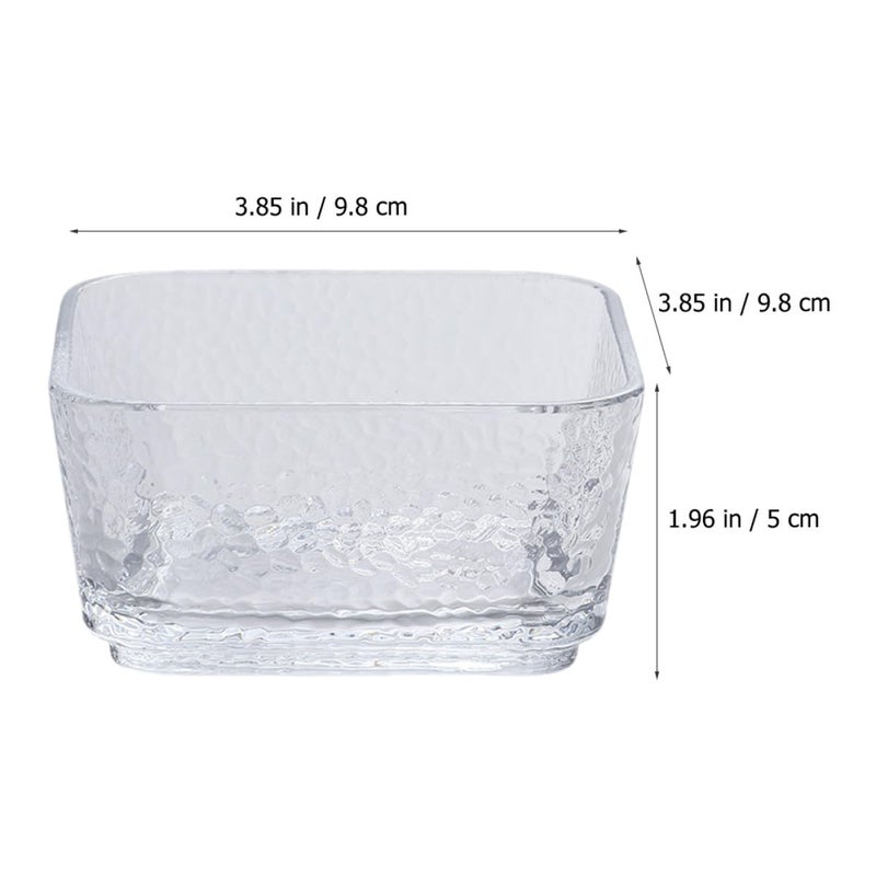 2 Pack 4 Inch Square Hammered Glass Bowls For Salad Dessert Sauce Serving - Image 3