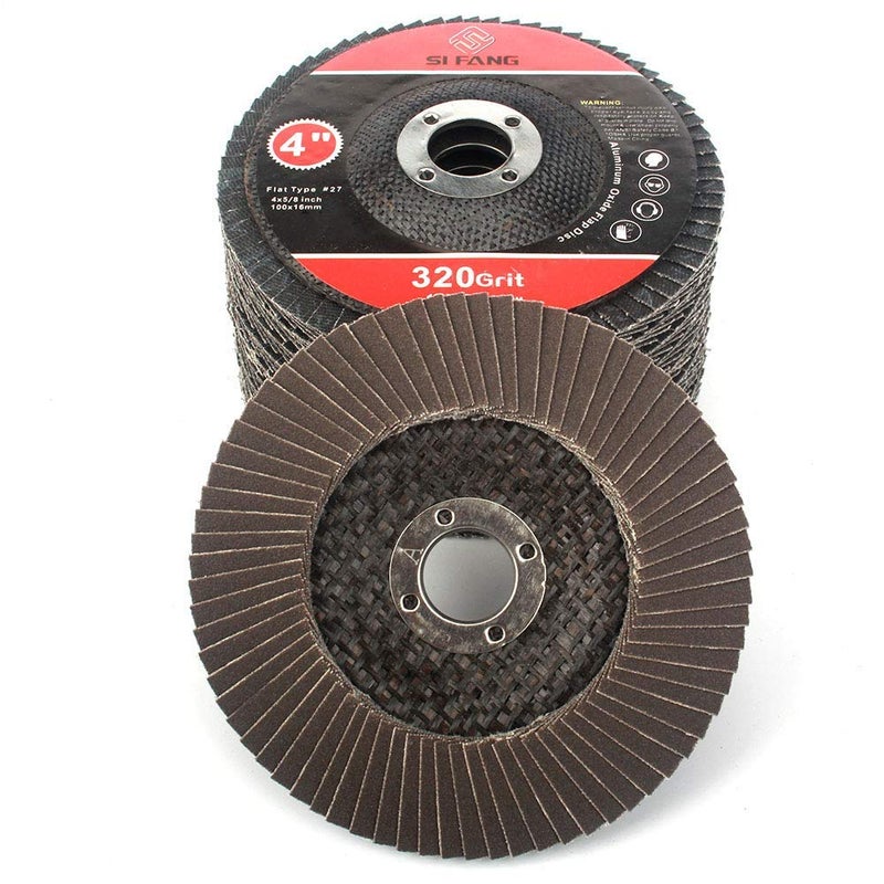 SI FANG 320 Grit Flap Discs 4" x 5/8 Inch Aluminum Oxide 10 Pack Angle Grinder Attachment Sanding Disc Blending Grinding Finishing - Image 5