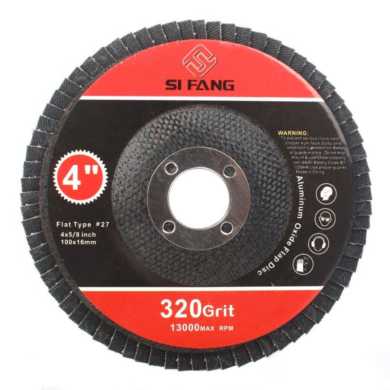 SI FANG 320 Grit Flap Discs 4" x 5/8 Inch Aluminum Oxide 10 Pack Angle Grinder Attachment Sanding Disc Blending Grinding Finishing - Image 4