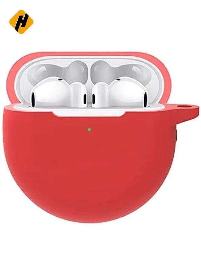 HuHa Silicone Case Cover for Huawei FreeBuds 3 - Anti-Shock Full Protection with Carabiner and Charging Port Accessibility - Red  - Image 1