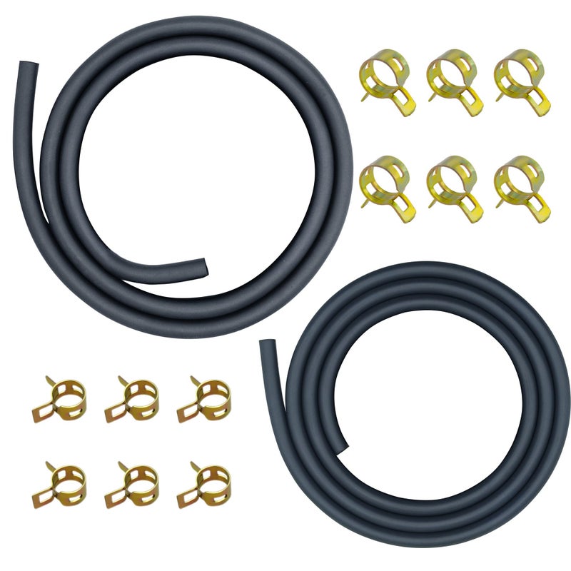 Strongthium 3/16 & 1/4 Gas Fuel Line Hose Set 2 Size Rubber Gas Tube with 12 Pcs Clamps for Lawn Mowers ATV Go-carts Mini Bikes 196cc 212cc 6.5hp 5.5hp 8hp 9hp 11hp 13hp Small Engines Generators - Image 1