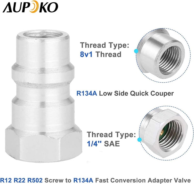 Aupoko R1234YF to R134A Low Side Quick Coupler, R1234YF Low Side Quick Coupler, R12 to R134A Hose Adapter Fitting Connector for Car Air-Conditioning AC Charging - Image 3