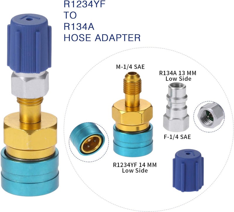 Aupoko R1234YF to R134A Low Side Quick Coupler, R1234YF Low Side Quick Coupler, R12 to R134A Hose Adapter Fitting Connector for Car Air-Conditioning AC Charging - Image 1
