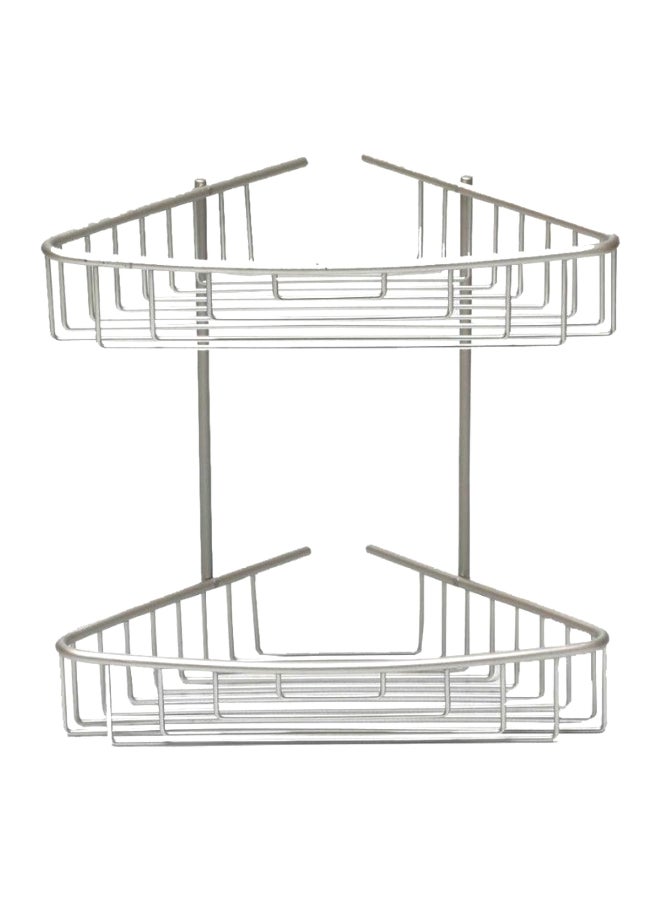 Primanova 2-Tier Paloma Aluminium Corner Shower Caddy Silver 34.5 x 25 x 25 cm - Image 1