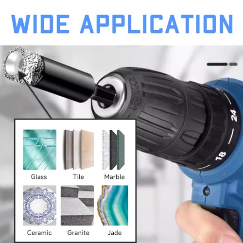 XIANFENGHU Dry Diamond Core Drill Bits Set 5PCS, 1/4" Tile Hole Saws Vacuum Brazed with Hex Shank for Ceramic, Porcelain Tiles, Marble, Granite, Quartz, Glass, Hard Materials. - Image 3