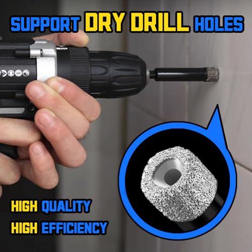 XIANFENGHU Dry Diamond Core Drill Bits Set 5PCS, 1/4" Tile Hole Saws Vacuum Brazed with Hex Shank for Ceramic, Porcelain Tiles, Marble, Granite, Quartz, Glass, Hard Materials. - Image 2