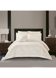 Melen Double Summer Jacquard Bedding Set - 7 Pieces - Serena - Light Beige  - Image 1
