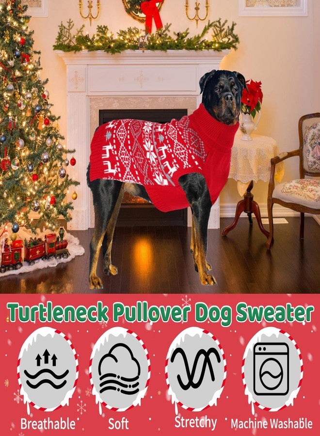 Midollarle Dog Christmas Sweater, Thick Warm Doggie Sweatshirt with Leash Hole, Snowflake Reindeer Dog Holiday Pullover Sweaters for Cold Weather, Winter Knit Turtleneck Dogs Sweater for Small Dogs S - Image 4