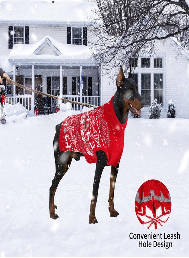 Midollarle Dog Christmas Sweater, Thick Warm Doggie Sweatshirt with Leash Hole, Snowflake Reindeer Dog Holiday Pullover Sweaters for Cold Weather, Winter Knit Turtleneck Dogs Sweater for Small Dogs S - Image 5