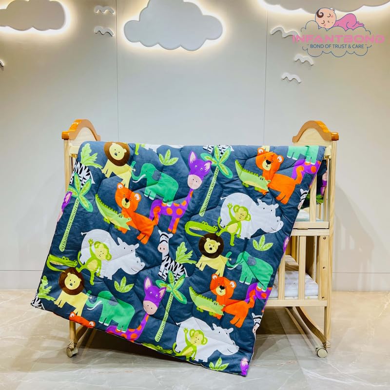 Infantbond All Season Ultra Soft Kids AC BlanketBaby WrapperFlannel Baby Blanket for 08 Years Kids Croco Big Comforter 147 106 CM