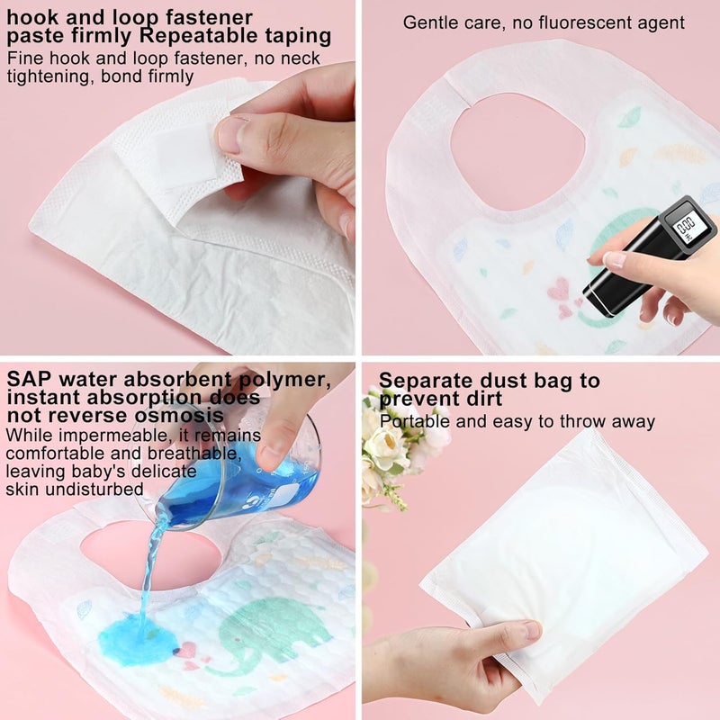 Skicuff 100 قطعة من المرايل القابلة للاستخدام مرة واحدة للأطفال للأولاد والبنات معبأة بشكل فردي صحية للأطفال الصغار للسفر والاستخدام الخارجي - Image 3