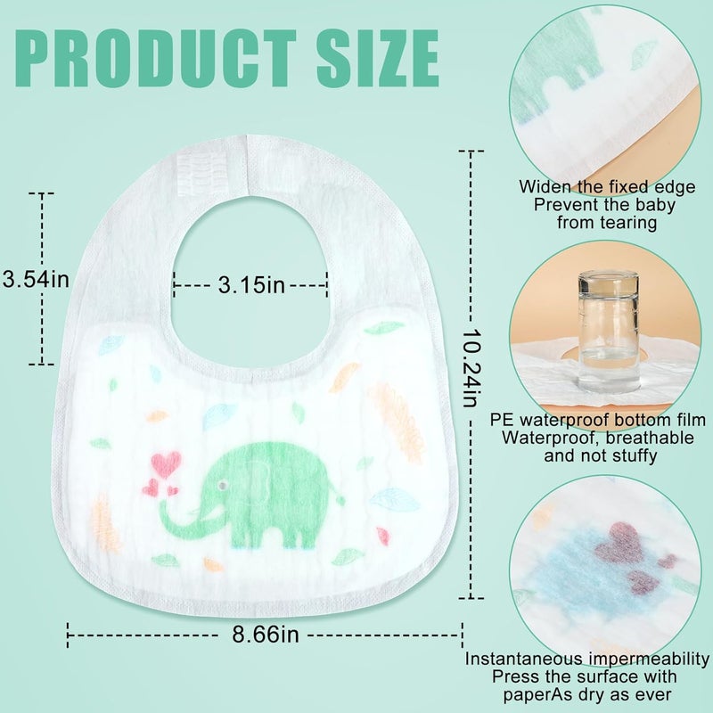 Skicuff 100 قطعة من المرايل القابلة للاستخدام مرة واحدة للأطفال للأولاد والبنات معبأة بشكل فردي صحية للأطفال الصغار للسفر والاستخدام الخارجي - Image 2