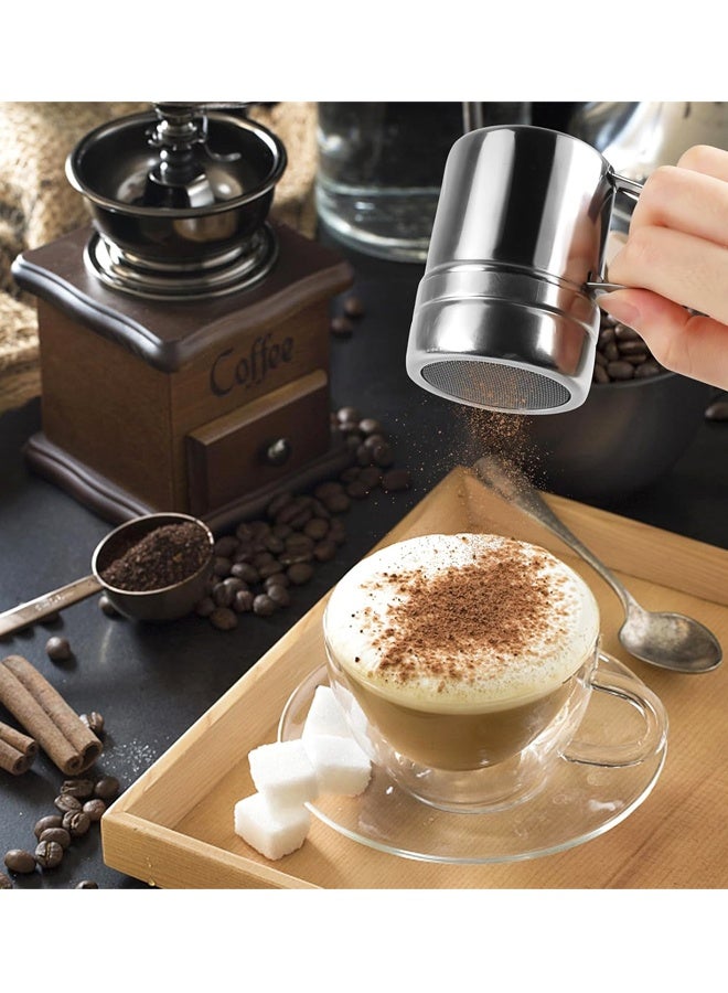 2 Pcs Stainless Steel Fine Mesh Shaker Powder Cans with Plastic Lid, for Powder Sugar Cinnamon Cocoa Pepper Coffee Flour Salt - Image 5