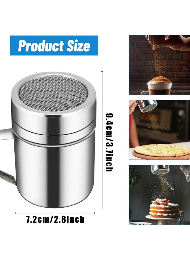 2 Pcs Stainless Steel Fine Mesh Shaker Powder Cans with Plastic Lid, for Powder Sugar Cinnamon Cocoa Pepper Coffee Flour Salt - Image 2