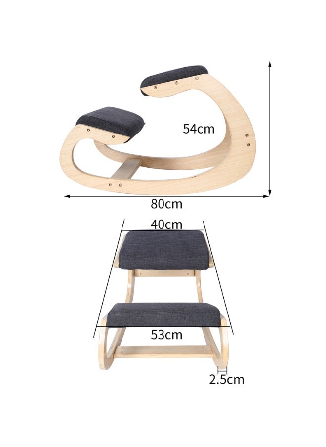 Generic Ergonomic Upright Posture Kneeling Chair - Rocking Kneeling Stool/Church Stool/Prayer Stool for Home, Office and Meditation - Wood and Linen Cushion - Relieves Back and Neck Pain and Improves Posture (self-assembly required) - Image 3