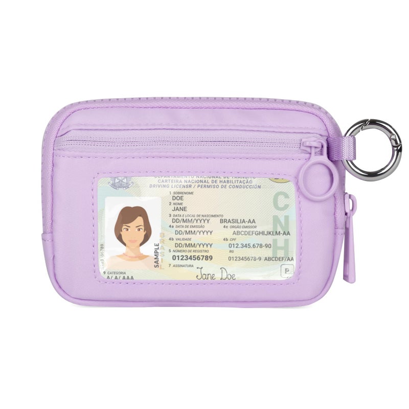 Didida The Iris Wallet Zip Card Case with ID Window Purses for Women Coin Purse with Zipper Mini Portable Keychain Wallet, Purple - Image 1