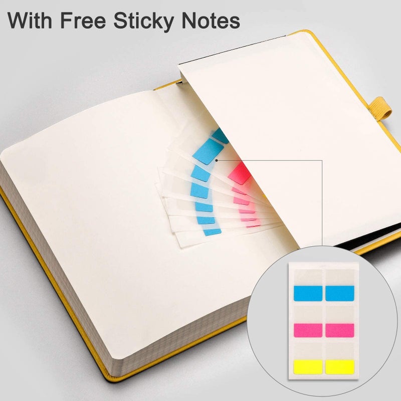 EMSHOI Graph Paper Notebook - 256 Pages A5 Graph Notebook/Journal, Square Grid Notebooks for Work, 120gsm Thick Paper, Executive Hardcover Leather, Inner Pocket, Pen Loop 5.75'' Ã— 8.38''-Yellow - Image 5