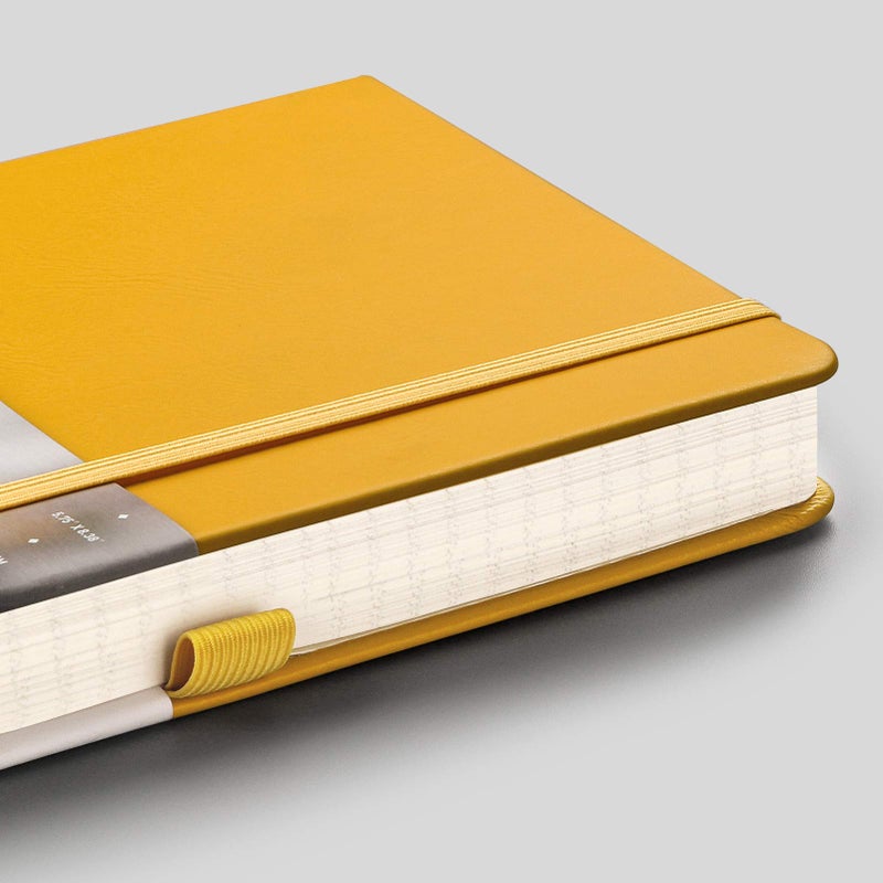 EMSHOI Graph Paper Notebook - 256 Pages A5 Graph Notebook/Journal, Square Grid Notebooks for Work, 120gsm Thick Paper, Executive Hardcover Leather, Inner Pocket, Pen Loop 5.75'' Ã— 8.38''-Yellow - Image 2