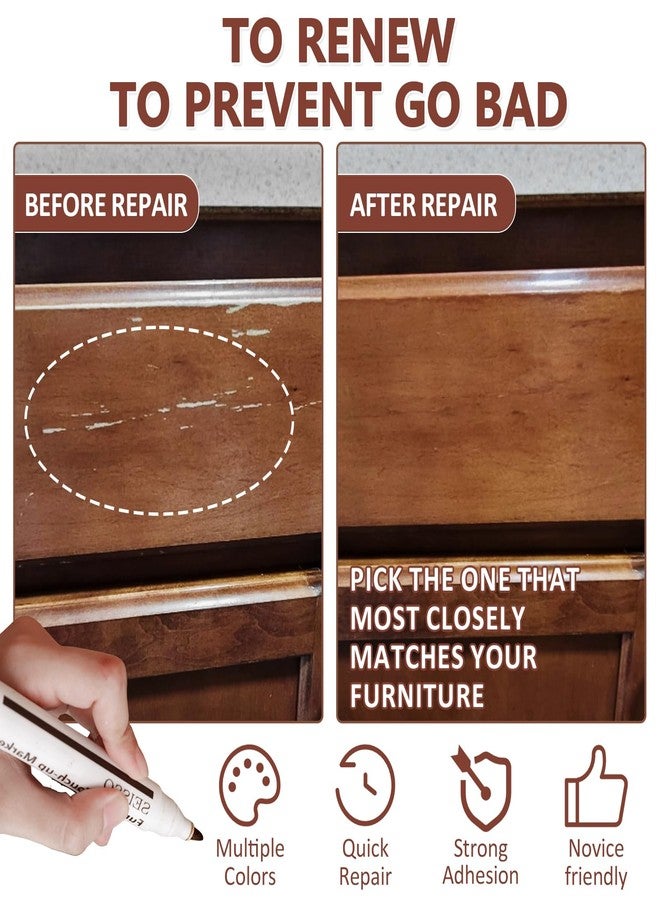 SEISSO NEW Upgraded Furniture Repair Kit Wood Markers-Set of 24-Markers and Wax Sticks with Sharpener and black cloth Kit, Restore Nail Holes on Wood Furniture, Wood Marker Pens for Scratches, Molding Repair - Image 2