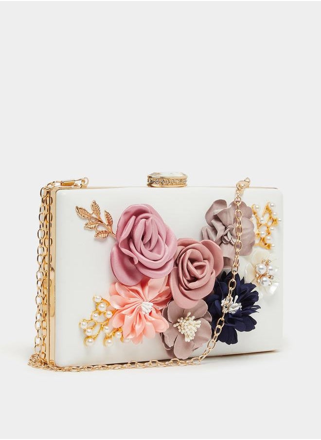 Styli Flower Embellished Clutch Chain Strap  - Image 1