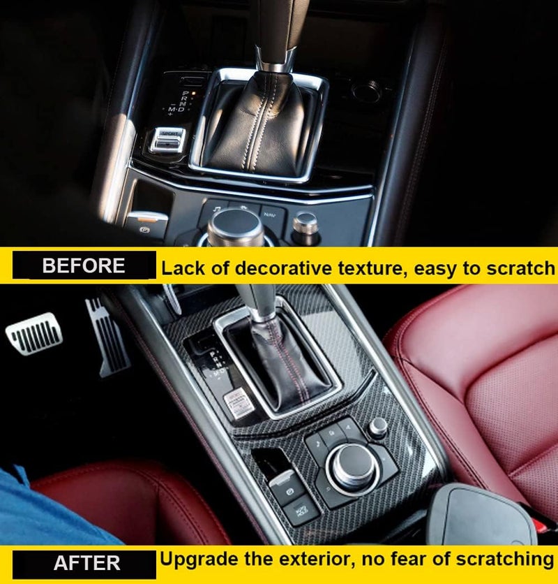 Kadore Carbon Fiber Style Interior Gear Shift Box Panel Cover Trim for Mazda CX-5 (2017-2024) - Image 3