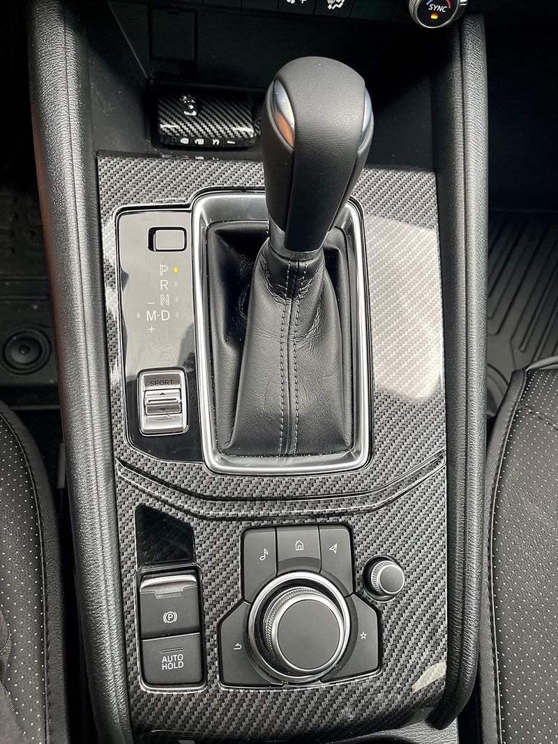 Kadore Carbon Fiber Style Interior Gear Shift Box Panel Cover Trim for Mazda CX-5 (2017-2024) - Image 2
