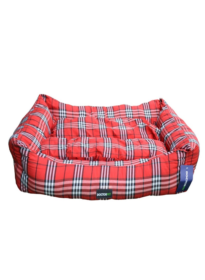 DOCTERPET Doctor Pet Danish Series Rectangle Pet Bed Small - 60x50x19cm – Soft Washable Fabric, Reversible Cushion, Non-Slip Base - Ideal for Cats & Small Dogs - Image 1