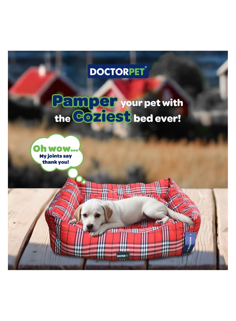 DOCTERPET Doctor Pet Danish Series Rectangle Pet Bed Small - 60x50x19cm – Soft Washable Fabric, Reversible Cushion, Non-Slip Base - Ideal for Cats & Small Dogs - Image 2