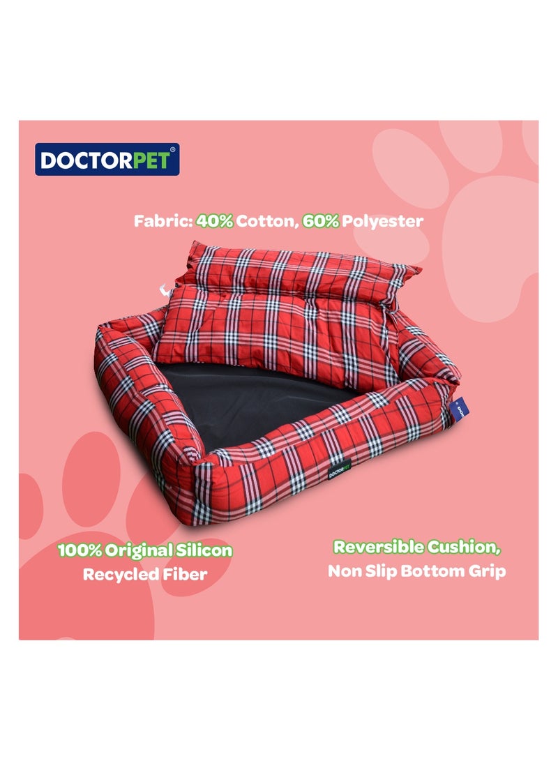 DOCTERPET Doctor Pet Danish Series Rectangle Pet Bed Small - 60x50x19cm – Soft Washable Fabric, Reversible Cushion, Non-Slip Base - Ideal for Cats & Small Dogs - Image 4