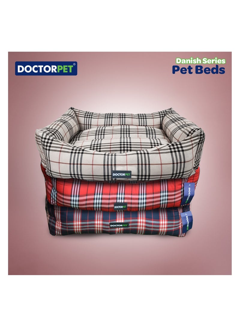 DOCTERPET Doctor Pet Danish Series Rectangle Pet Bed Small - 60x50x19cm – Soft Washable Fabric, Reversible Cushion, Non-Slip Base - Ideal for Cats & Small Dogs - Image 5