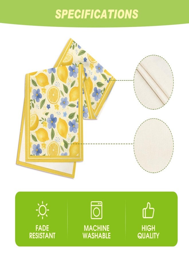 Artoid Mode Lemon Flowers 210 GSM Summer Table Runner, Seasonal Spring Kitchen Dining Table Decoration for Home Party Decor 13x72 Inch - Image 5