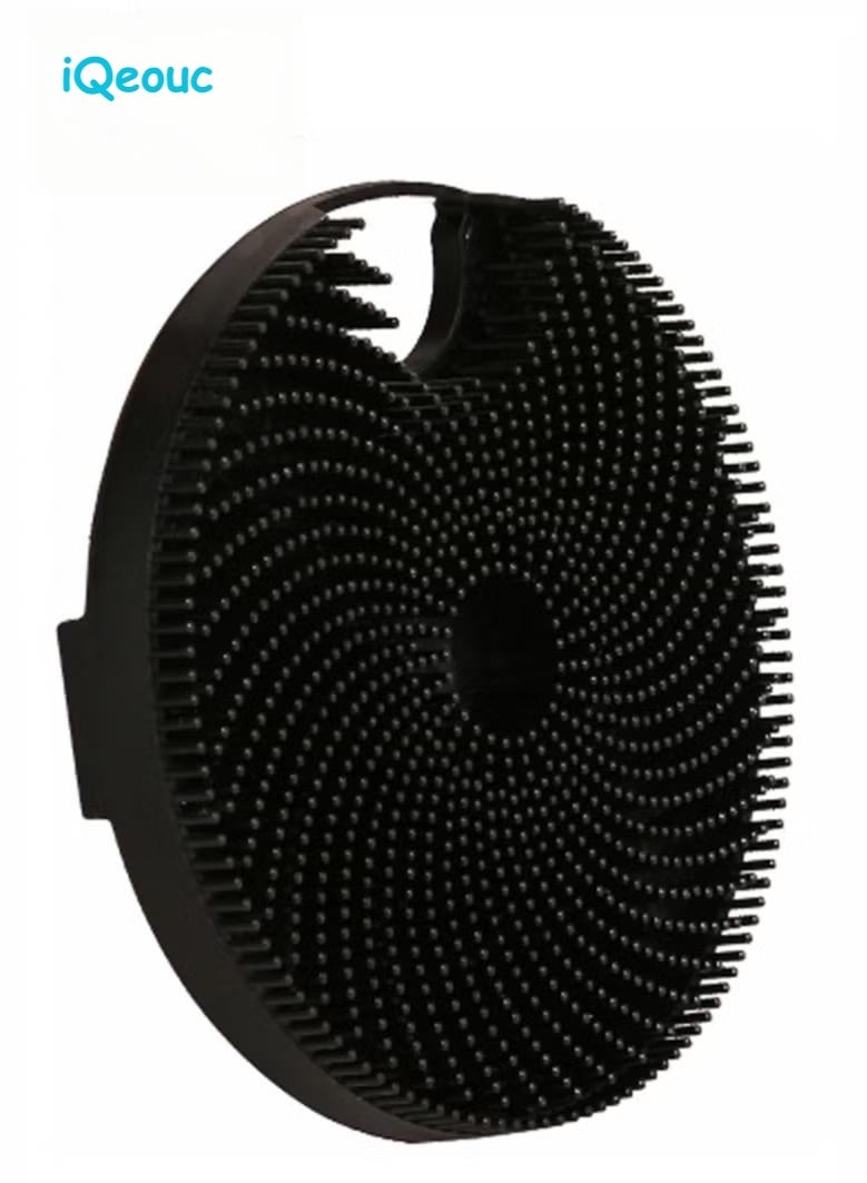 إيكيوك 1 حزمة فرشاة لتقشير الجسم وشامبو للشعر وفرشاة سيليكون للجسم وفرشاة لتقشير الجسم ومدلك فروة الرأس من اللوفة السيليكونية الفاخرة باللون الأسود - Image 1