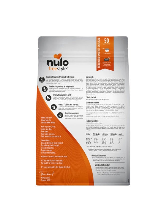 Nulo FreeStyle High-Protein Cat & Kitten Turkey & Duck Recipe with Patented BC30 Probiotics Dry Cat Food 2.27kg - Image 2