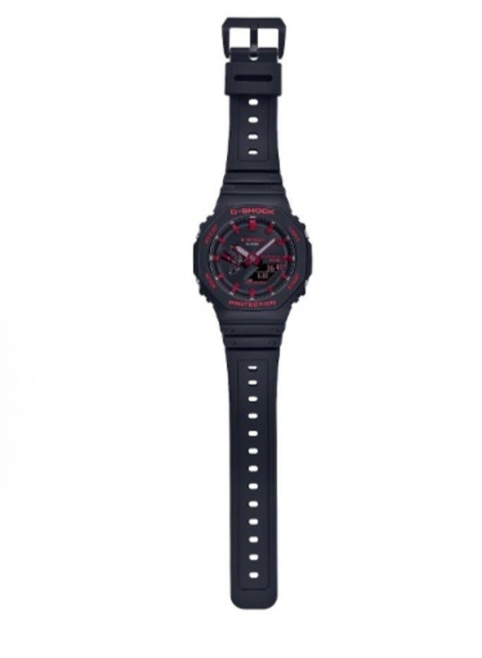 كاسيو كاسيو السائل الكريستال / المؤشر المزدوج سلسلة G-SHOCK 40 الذكرى السنوية سلسلة الحمراء الصغيرة 200 متر مقاوم للماء الحركة الكوارتز حزام الراتنج الساعات الرجال لوحة سوداء - Image 2