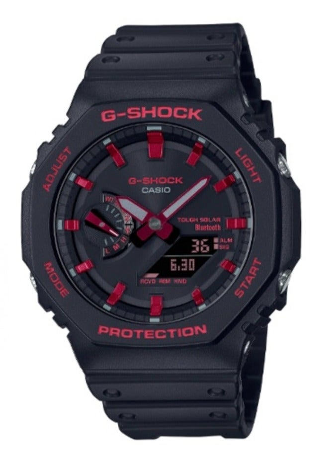 كاسيو كاسيو السائل الكريستال / المؤشر المزدوج سلسلة G-SHOCK 40 الذكرى السنوية سلسلة الحمراء الصغيرة 200 متر مقاوم للماء الحركة الكوارتز حزام الراتنج الساعات الرجال لوحة سوداء - Image 1