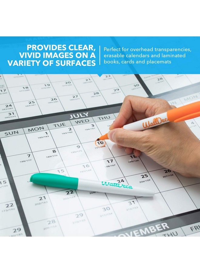 WallDeca Wet Erase Markers Fine Point Assorted Colors 8Count Multipurpose Markers Work For Laminated Calendars Durable & Fine Tip With Bold Vivid Colors - Image 5