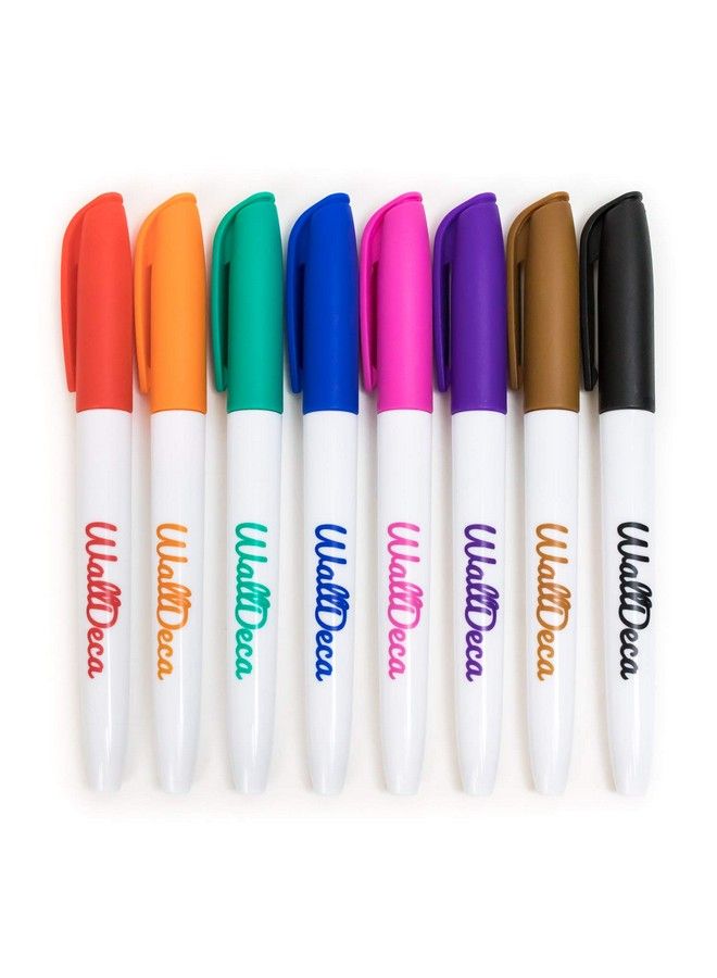 WallDeca Wet Erase Markers Fine Point Assorted Colors 8Count Multipurpose Markers Work For Laminated Calendars Durable & Fine Tip With Bold Vivid Colors - Image 2
