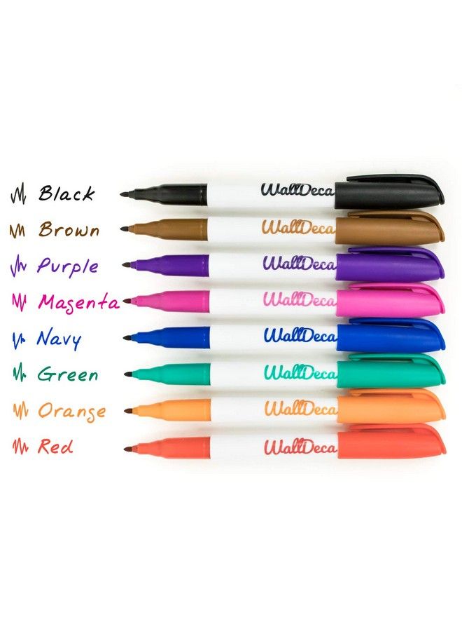 WallDeca Wet Erase Markers Fine Point Assorted Colors 8Count Multipurpose Markers Work For Laminated Calendars Durable & Fine Tip With Bold Vivid Colors - Image 3