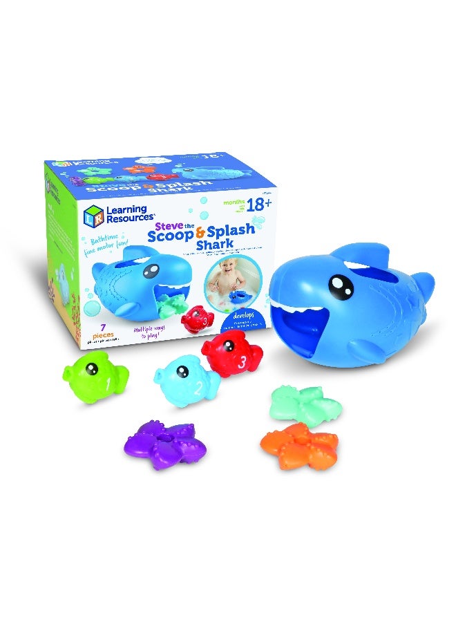 ليرننج ريسورسز موارد التعلم ستيف القرش المغرفة والرذاذ، لعبة مائية للأطفال الصغار مع سمكة ونجم البحر، حمام، حمام سباحة، وطاولة لعب مائية، للأعمار من 18 شهرًا فما فوق - Image 1