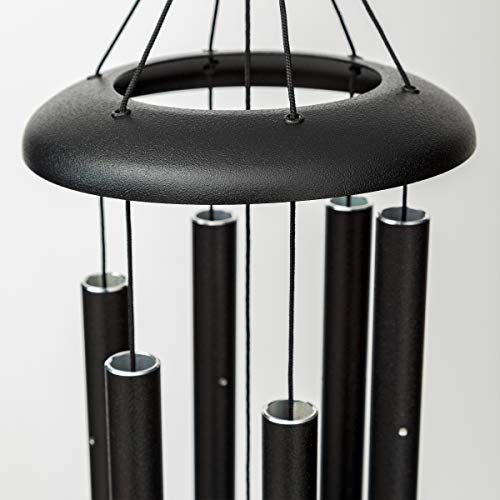 Corinthian Bells أجراس كورنثية من ويند ريفر - جرس هوائي أسود بطول 27 بوصة للباحات، الفناء الخلفي، الحدائق، وزينة الهواء الطلق (جرس من الألمنيوم) مصنوع في الولايات المتحدة الأمريكية - Image 3